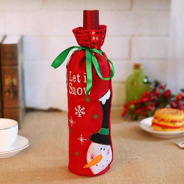 Embroidery Kids Christmas Craft Gifts Wine Bags Santa Snowman Drawstring Soft Felt