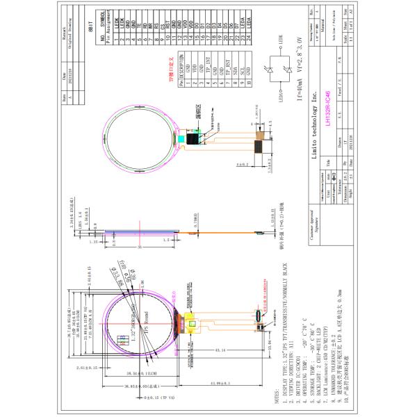 Customized TFT Touch Display 1.32 Inch Small TFT Lcd Module 400 Brightness