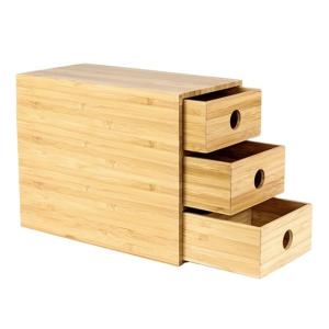 100% Solid Bamboo 3-Drawer Chest Storage Office Supplies Desk Organizer for
