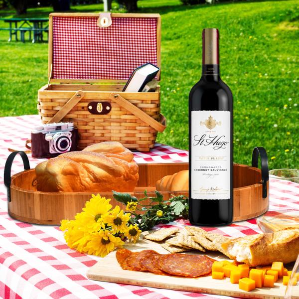 Food Dessert Natural Wood Serving Tray 42.5x18.1x5cm With Metal Handle