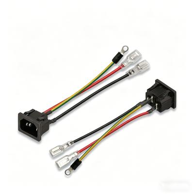 AC Power Socket Connection Electrical Harness — 6.3mm Spade Terminals, 3-Pin IEC-Style Connector — High-Temperature Terminal Wire for Electrical Equipment