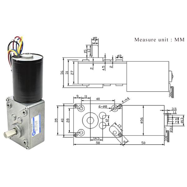 0.4KG 12V BLDC DC Turbine Worm Geared Speed Reducer Wheelchair Brushless Motor