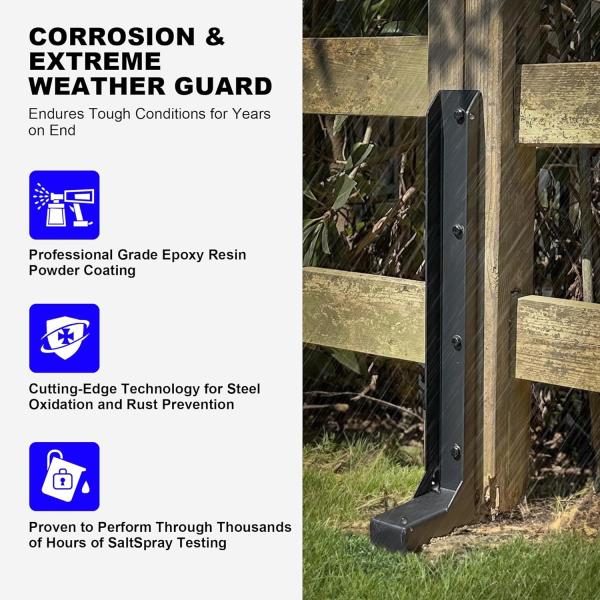 Powder Coated Fence Post Repair Kit for Reinforcing and Fixing Broken Wooden Posts