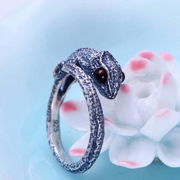 Womens and Mens Chameleon Retro Sterling Silver Ring(XH056032WRED)
