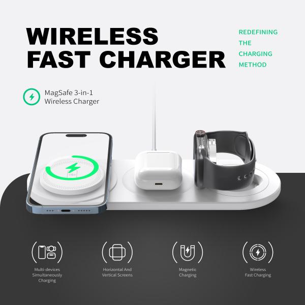3 In 1 Wireless Charging Station For Multiple Devices Multi Color