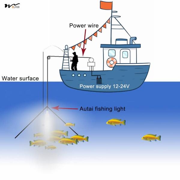16W LED Submersible Fish Finder Light DC 12-48V Underwater Fishing Light for Night Ice Fishing