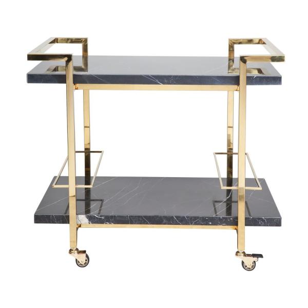 Marble Top Drinks Trolley Black Trolley Rattan Bar Cart