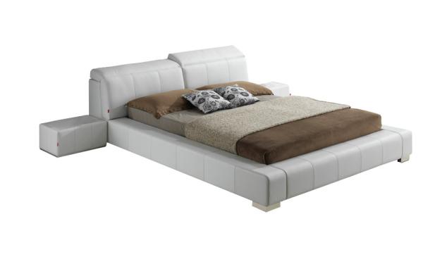 white color modern soft leather bed with function headboard 1002