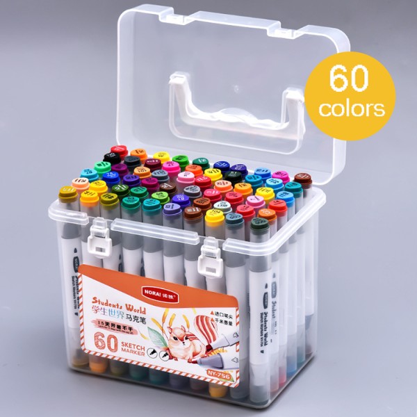 60 Colors Double Head Triangular Penholder Washable Wholesale Marker Pen Set Doodle Dazzle Markers