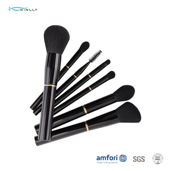 Cepillo del maquillaje con las herramientas sintéticas de la belleza del pelo de Rose Gold Ring Aluminium Ferrule