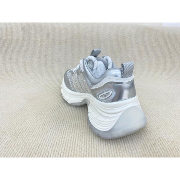 Women white running shoes with thick soled and breathable mesh upper genuine leather