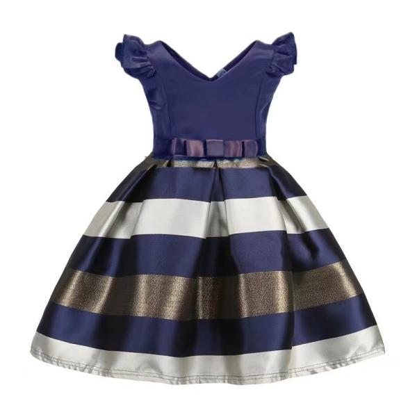Children'S Dress Clothing Summer Flying Sleeve Striped Girls' Dresses 2-12