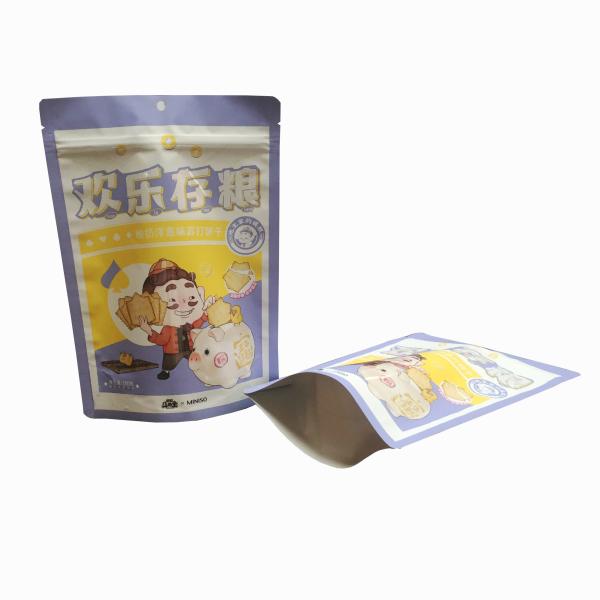 Accept Custom Printed Cheap price Zipper Stand Up Pouch for Food White kraft paper packaging bag with you logo
