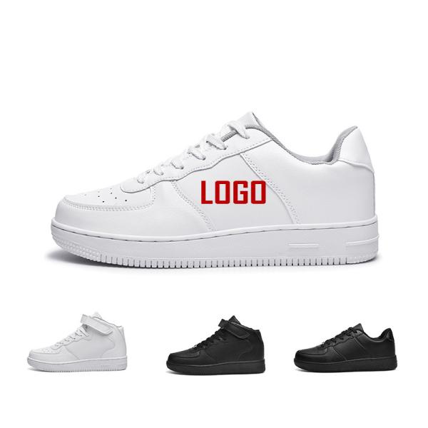 Anti Slippery Low Top Black Leather Casual Sneakers With TPR Bottom