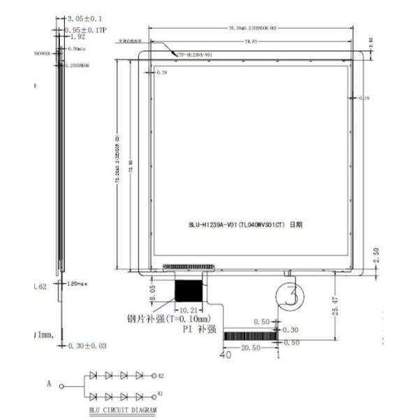 480x480 ставит точки дисплей PCAP TFT тип 40 штыри 4 дюймов квадратный с интерфейсом RGB и SPI