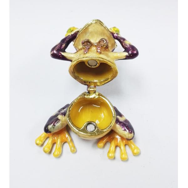 Chimbing frog hinged trinket box metal trinket box treasure box metal jewelry box