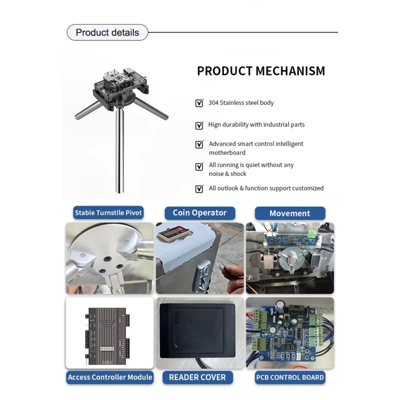 Semi Automatic Tripod Turnstile Gate Face Recognition QR Code Scanner Pedestrian Access Control System for Stadium Factory