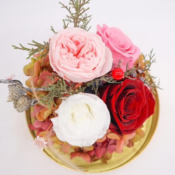 Luxury Preserved Rose Glass Dome Beautiful For Christmas Decoration