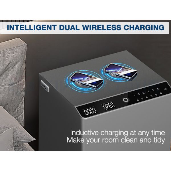 Solid Steel Smart Safe Box Motion-Activated Drawer Biometric Lock Dual Alarm