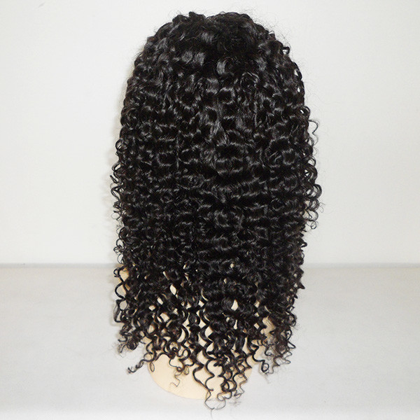 100% Virgin Human Hair #1b 130% Density Indian Remy Deep Curl Full Lace wigs
