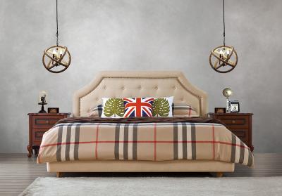 American style Good quality Gery Fabric Upholstered Headboard Queen Bed Leisure Furniture for Big house Bedroom used