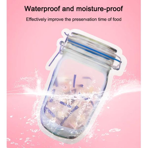 OEM Reusable Sealed Mason Bottle Ziplock Bags For Candy Cookies