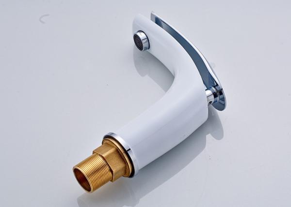 ROVATE White Painting Bathroom Sink Mixer , Single Handle Bathroom Faucet Custom