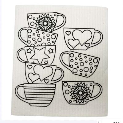 Biodegradable  Kitchen Cleaning Sponge Cloth Cellulose Dish Cloths Customizable