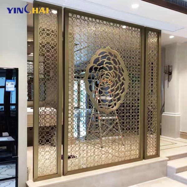 Hotel Room Stainless Steel Screen Partition Multifunctional Gold Metal Room Divider