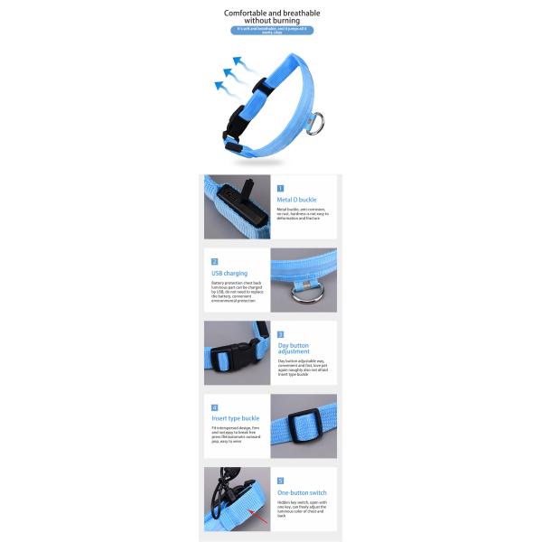 Collar para perros de Hundehalsband iluminado Recargable collar para mascotas de nylon XS XL LED