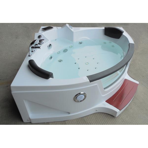Black Corner Whirlpool Massage Bathtub With Glass Bubble Ozone Indoor