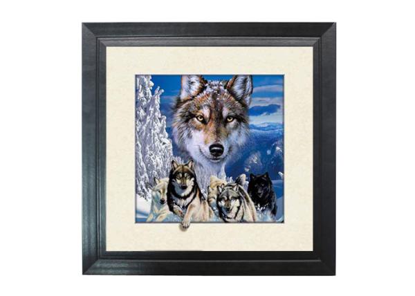 5D Effect Wolf 3D Lenticular Photo Printing For House Decoration MDF Frame