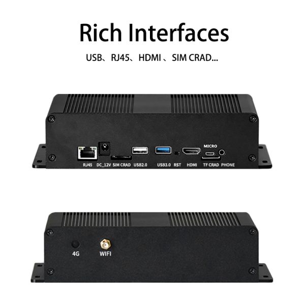 RK3399 Android 4K Media Player Box Fanless Industrial Advertising Player 4G WiFi Video Interface RJ45 SIM Card Signage Box OEM