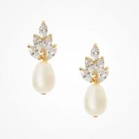 18K ouro revestido de folha bridal brincos brancos pérolas folhas brincos casamento