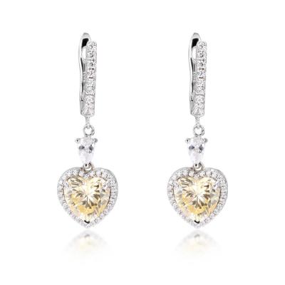 OEM Love Heart Diamond Earrings 925 Sterling Silver Love Heart Earrings