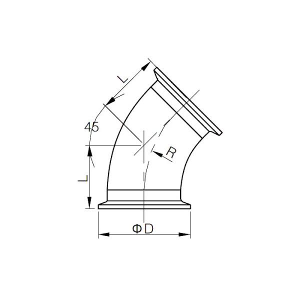 Food Grade Stainless Steel Pipe Fittings , DIN Stainless Steel 45 Degree Elbow