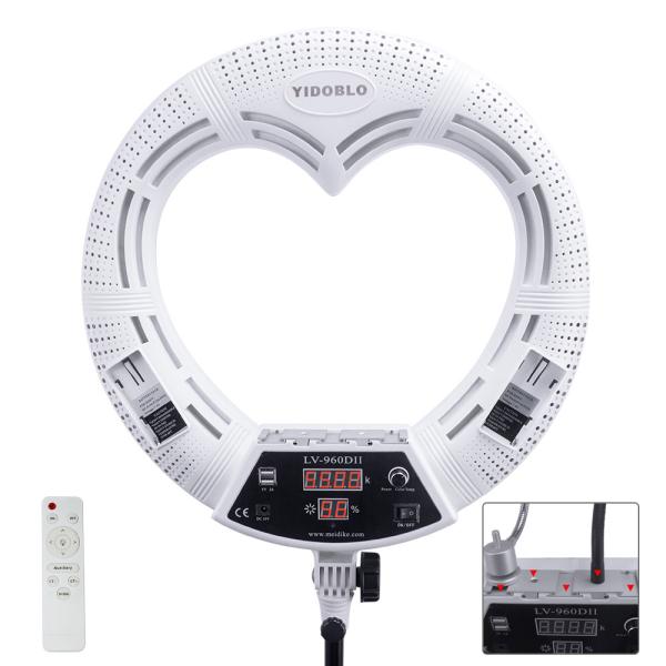 O coração deu forma 18 à tela Lash Lamp que do diodo emissor de luz Ring Light 96watt Digitas da polegada USB recarrega