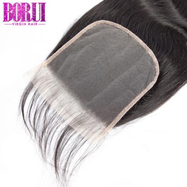 Natrual Parting Brazilian Human Hair , Straight Lace Closure With Baby Hair
