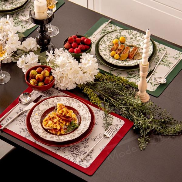 Год Порцеланный подарочный набор для 6 пользователей Керамическая рождественская тарелка с ковриком и подарочной коробкой