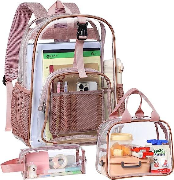Clear Backpack Heavy Duty - Large Clear Backpacks For School PVC Transparent Bookbag For Students Work Stadium Travel