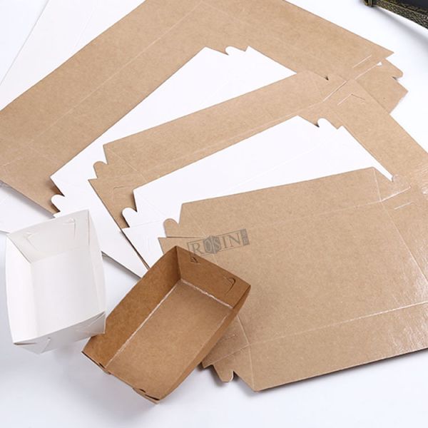 300ml to 1800ml Foldable Takeaway Containers Kraft Paper Disposable Food Tray for Fast Food