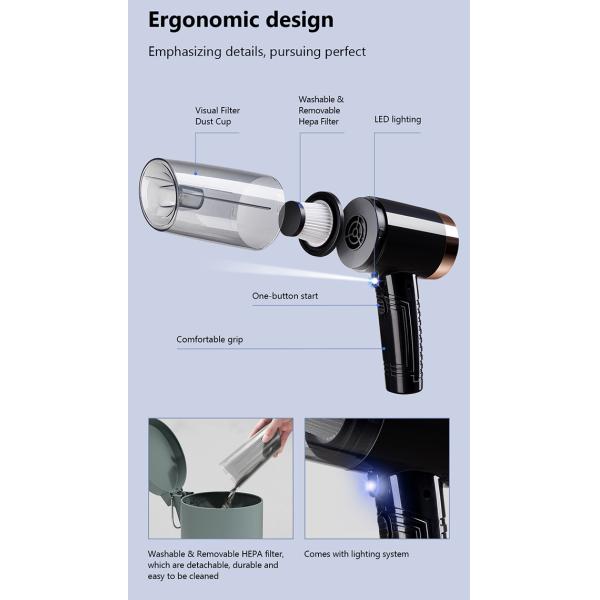 120W Rechargeable Wireless Handheld Car Vacuum Cleaner Mini Cyclone Strong Suction