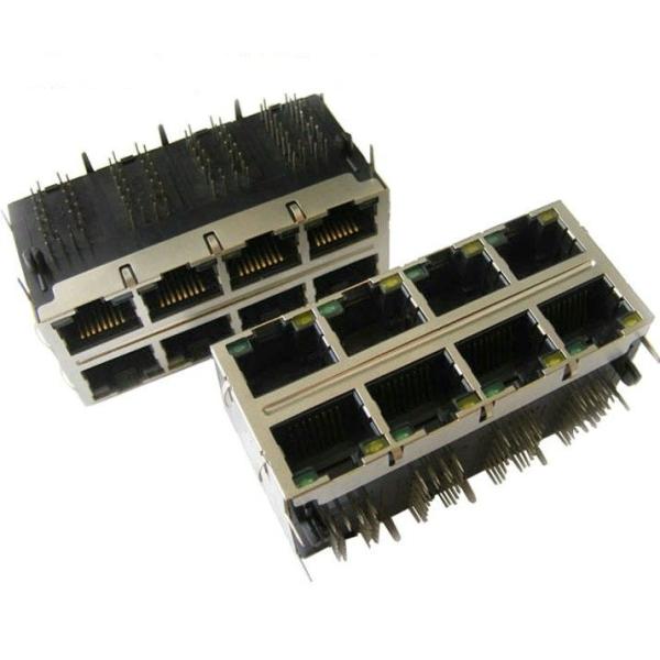 2 x 4 переносят RJ45 штабелированное сетью Magjack для маршрутизатора 0833-2X4R-33 гигабита