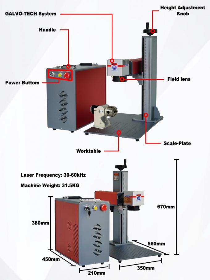 30W Power Portable Jewelry Laser Engraver with 0.001mm Repeat Accuracy and Wind Cooling