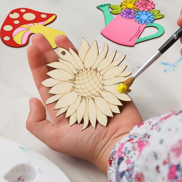 Wooden Ornaments to Paint 8 Styles DIY Blank Unfinished Wood Cutouts Ornament for Home Crafts Hanging Decorations