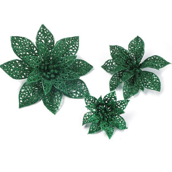 Christmas Day Decoration Christmas Flower 15CM Double Layer Hollow Christmas Tree Decorative Flower Gold Powder Flower