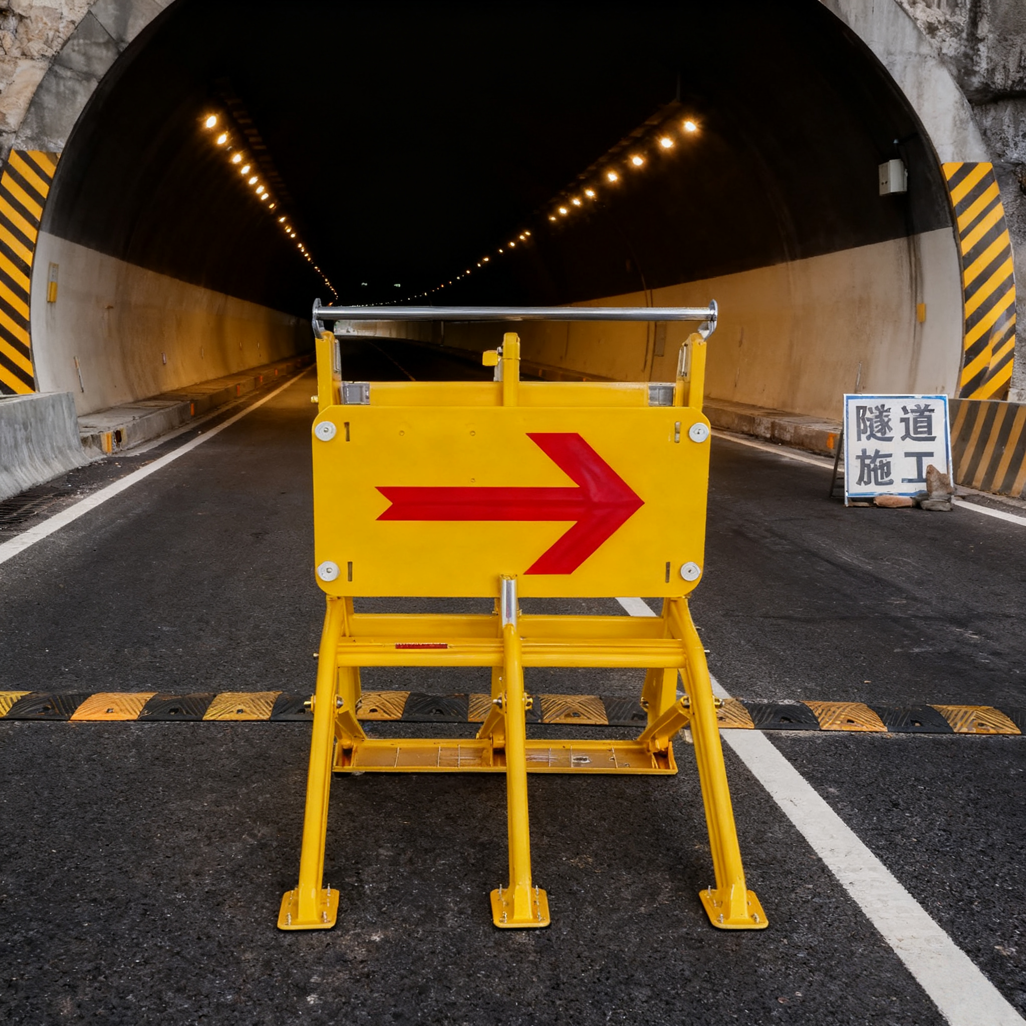 25kg Lightweight Portable Vehicle Barricades with Foldable Design and High-Visibility Yellow for Road Construction Safety