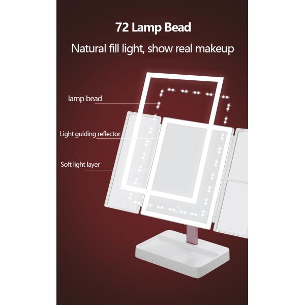 Trifold vanity Lighted Magnifying Makeup Mirror Cosmetic ABS Plastic