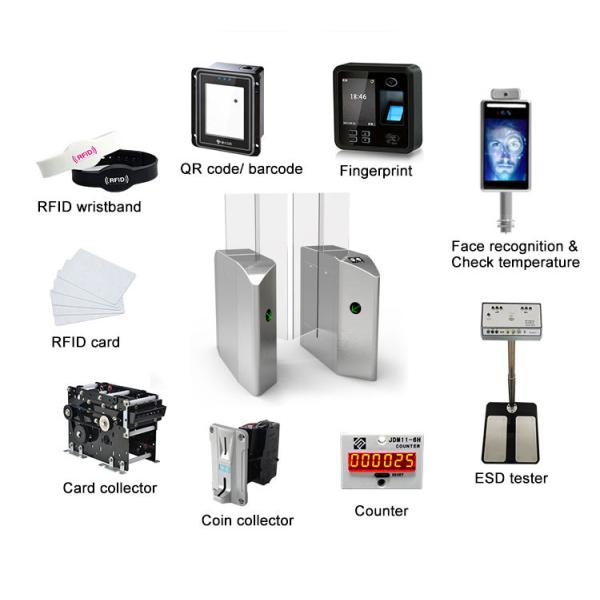 Anti Pinch Sliding Turnstile Gate Face Recognition BLDC Motor 550mm Passage