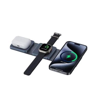 Carregador de viagem sem fio dobrável compacto com carregamento sem fio Qi